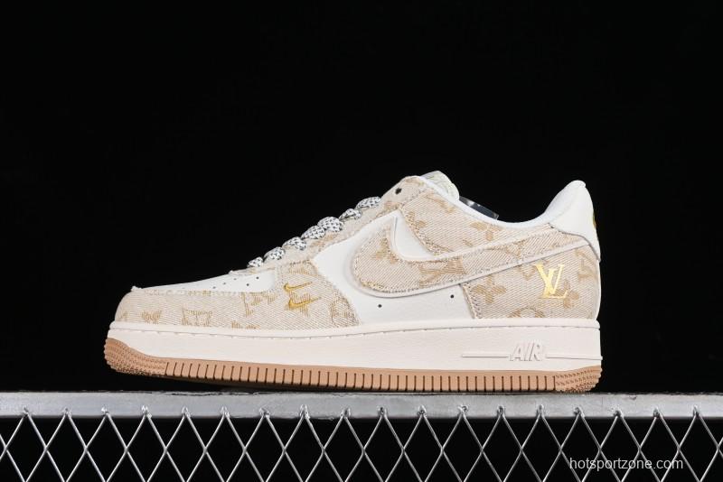 Nike Air Force 1 '07 Low V Collaboration - Khaki Mini Swoosh Low-Top Casual Sneakers - SJ2088-001