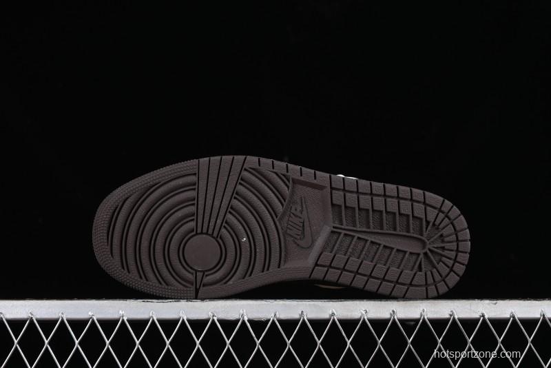 Nike Air Jordan 1 Low LV Collaboration Sneakers - Classic Monogram Swoosh in Off-White - WG8850-004