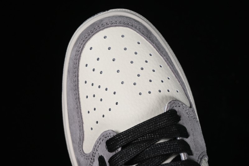 Nike Travis Scott x Fragment Design x Jordan Air Jordan 1 Low OG SP AJ1 LV Grey Black Pig Print Low-top Casual Sneakers - SJ2068-101