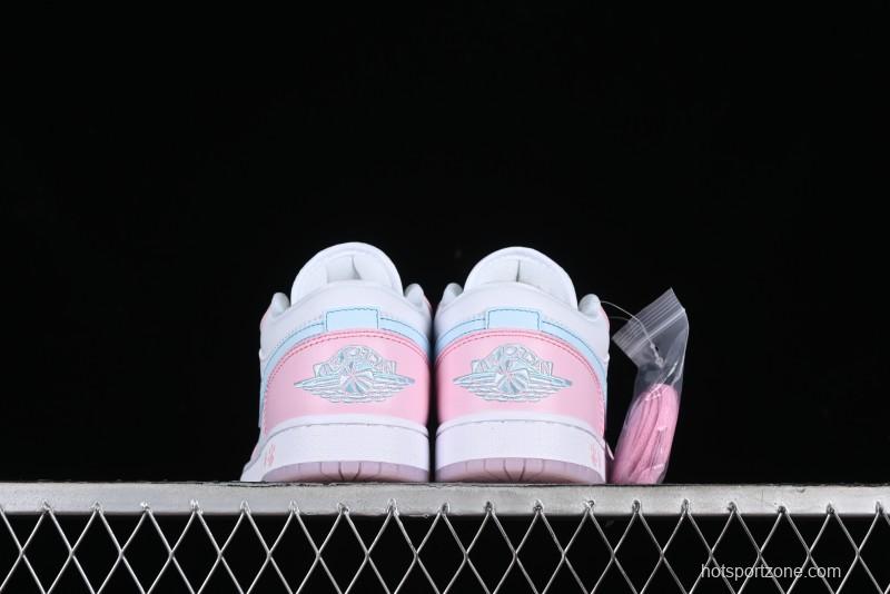 Nike Air Jordan 1 Low "White/Pink Foam/Glacier Blue" Casual Sneakers - HM3706-141