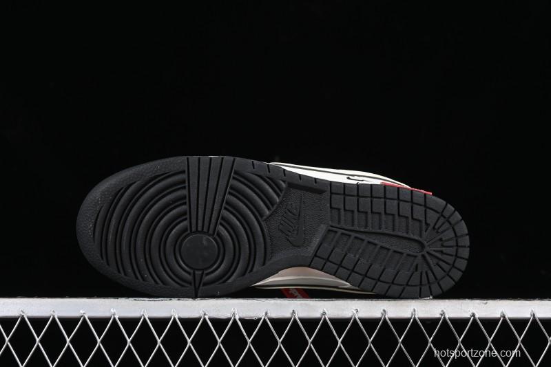 Nike SB Dunk Low Supreme Collaboration - Beige Black Mini Swoosh Anniversary High-End Custom Low-Top Casual Skate Shoes - DJ2024-006