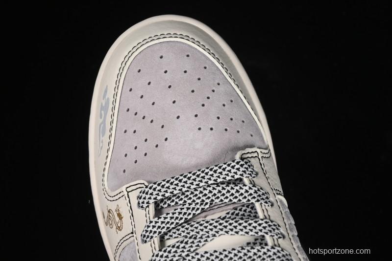 Nike SB Dunk Low Black Wukong Series - Beige Grey Black Swoosh Anniversary Custom Low-Top Casual Skate Shoes - SJ1089-014