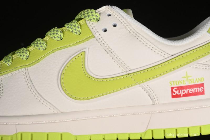 Nike SB Dunk Low Supreme Stone Island Collaboration - Fluorescent Beige Anniversary High-End Custom Low-Top Casual Skate Shoes - BB9866-005
