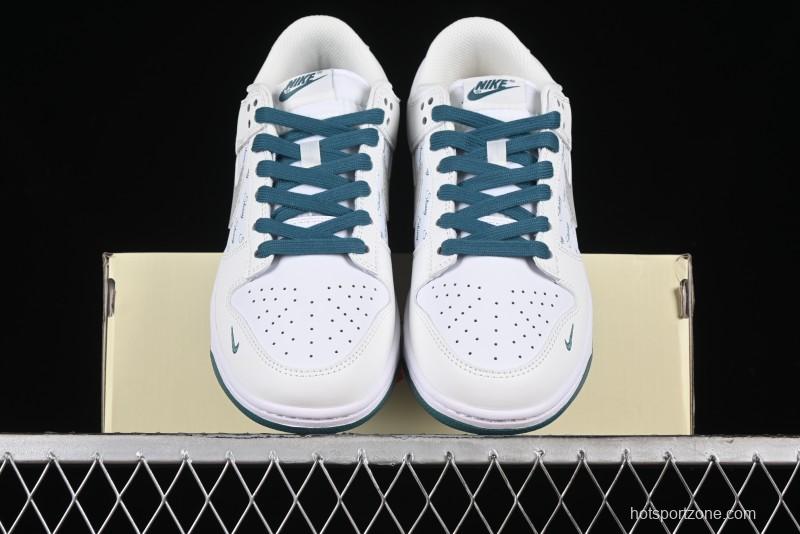 Nike SB Dunk Low Stussy Collaboration - White Grey Green Print Anniversary High-End Custom Low-Top Casual Skate Shoes - XX2025-808