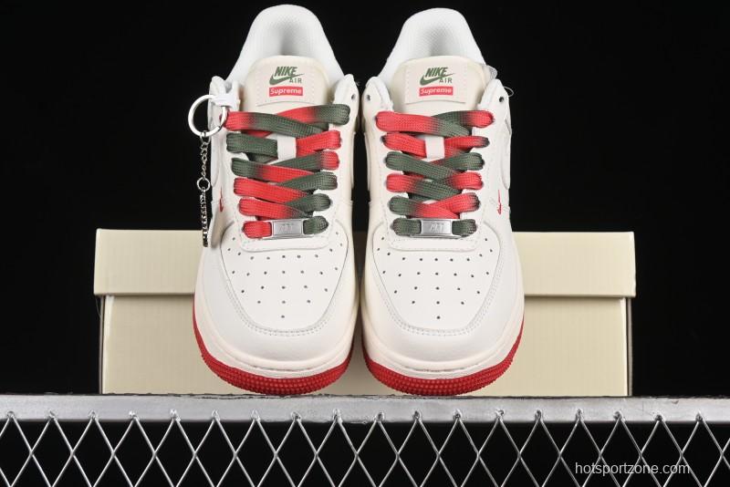 Nike Air Force 1 '07 Low Supreme Casual Sneakers in Beige Red Green - XZ6188-009