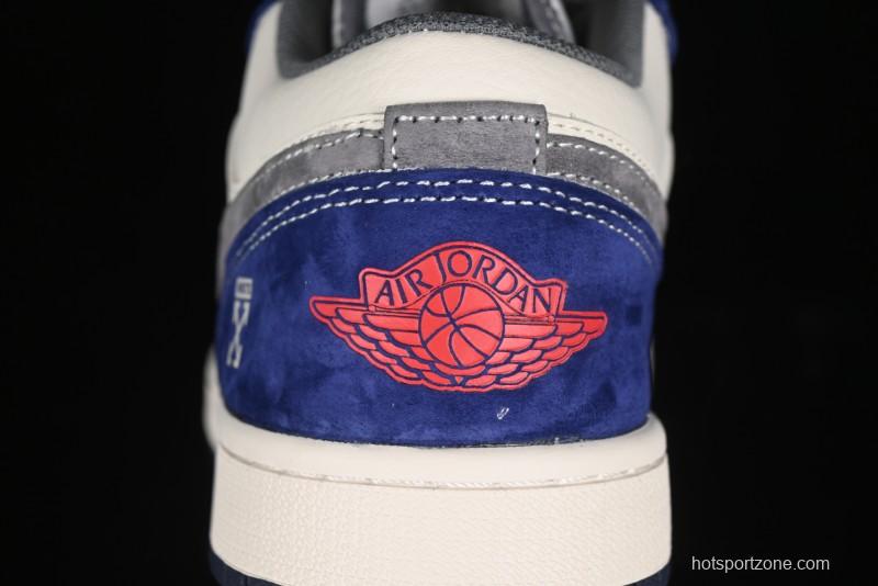 Nike Air Jordan 1 Low OFF-WHITE Collaboration - Qilin Blue Retro Basketball Shoes - WG8850-013