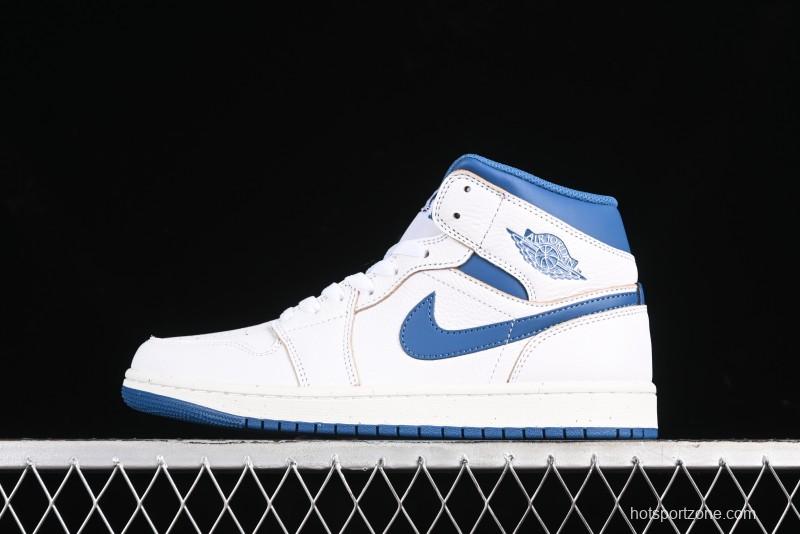 Nike Air Jordan 1 Mid Basketball Shoes Industrial Blue - FN5215-141