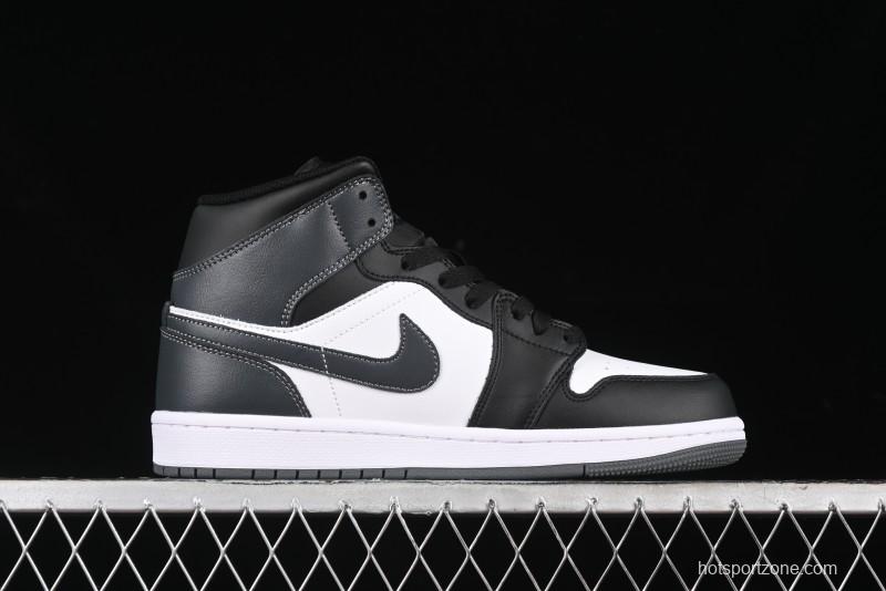 Nike Air Jordan 1 Mid AJ1 White Black Grey Mid-Top Casual Sneakers - DQ8426-001