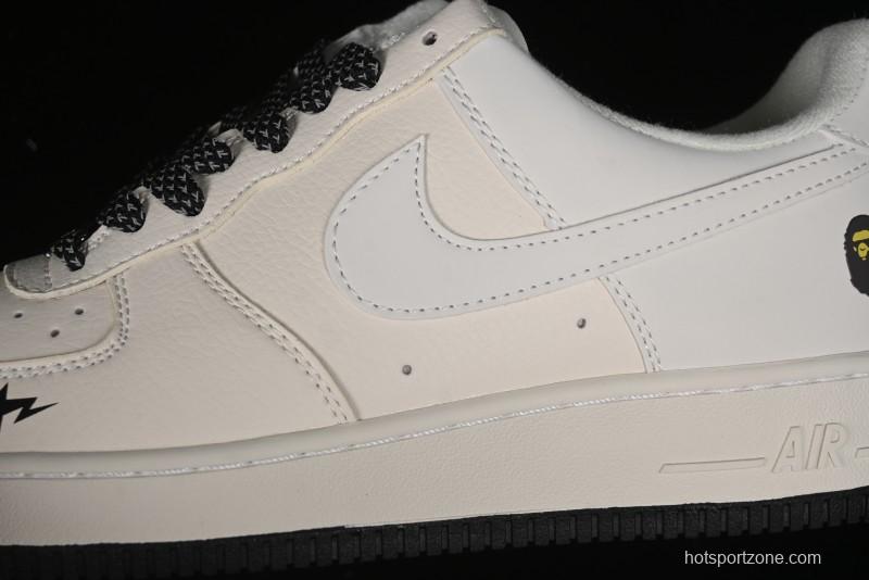 Nike Air Force 1 '07 Low Bape Collaboration - Black Beige Starry Sky Low Top Casual Sneakers - FG6688-103