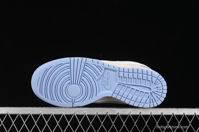 Nike SB Dunk Low Stussy Collaboration - Blue Double Swoosh Anniversary Custom Low-Top Casual Skate Shoes - BB1818-101