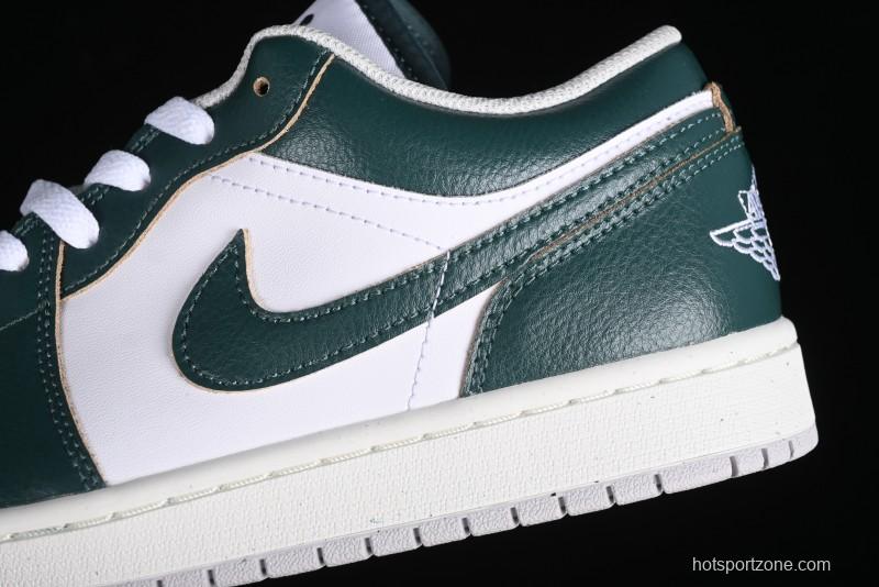 Nike Air Jordan 1 Low Retro Casual Sneakers in White Green - FQ7687-300