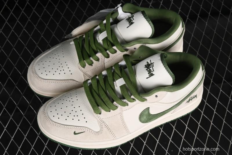 Nike Air Jordan 1 Low Stussy Collaboration Retro Basketball Shoes - DM5688-102