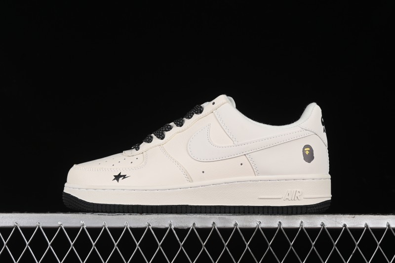 Nike Air Force 1 '07 Low Bape Collaboration - Black Beige Starry Sky Low Top Casual Sneakers - FG6688-103