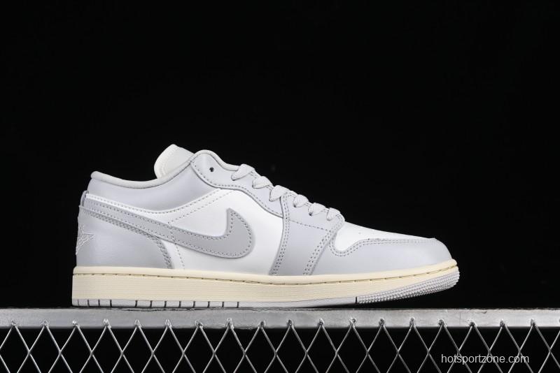 Nike Air Jordan 1 Low Casual Sneakers in White-Grey - FQ7687-300