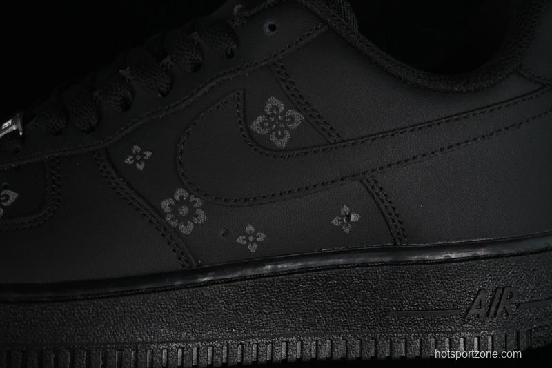 Nike Air Force 1 '07 Low LV Custom All Black Casual Sneakers - 315122-101