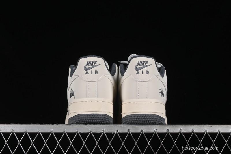 Nike Air Force 1 '07 Low Stussy Collaboration - Light Grey Double Swoosh Casual Sneakers - XZ6188-012