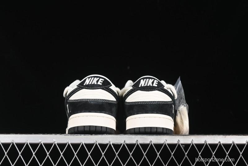 Nike SB Dunk Low Violent Bear Series - Lace-Up Beige with Black Swoosh Anniversary High-End Customized Low-Top Casual Skate Shoes - SJ2068-290