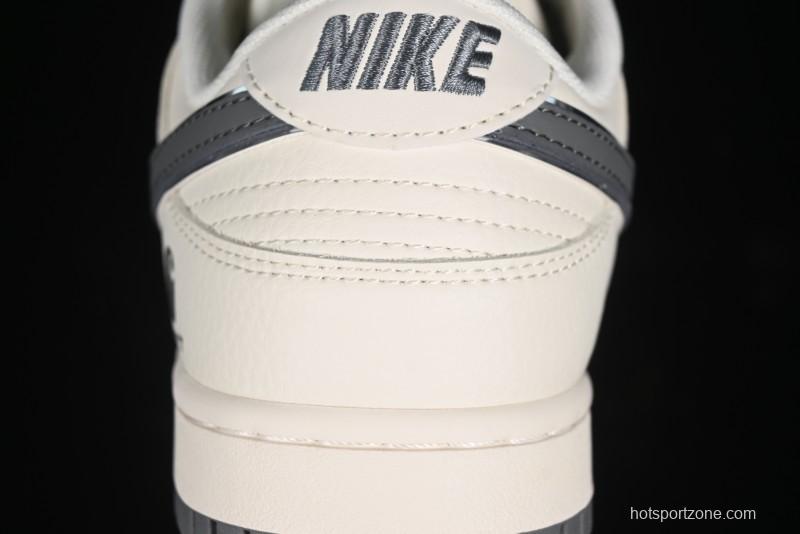 Nike SB Dunk Low Carhartt Collaboration - Off White Grey Swoosh Anniversary Custom Low-Top Casual Skate Shoes - SJ1089-006