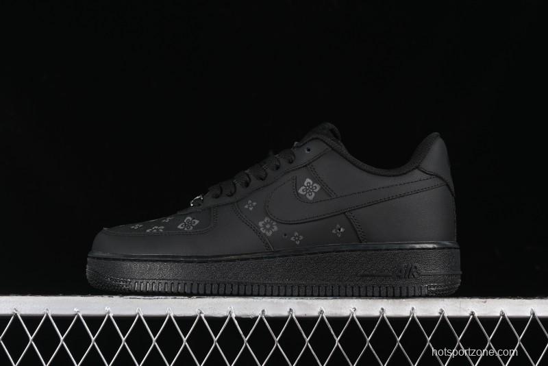 Nike Air Force 1 '07 Low LV Custom All Black Casual Sneakers - 315122-101