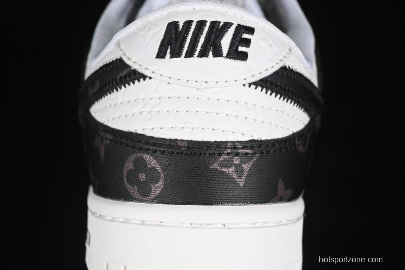 Nike SB Dunk Low LV Collaboration - Embossed White Black Print Anniversary High-End Custom Low-Top Casual Sneakers - DQ1098-361