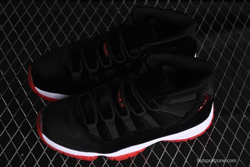 Nike Air Jordan 11 Retro "Bred Velvet" Basketball Shoes with Velvet Overlay - DB5457-061