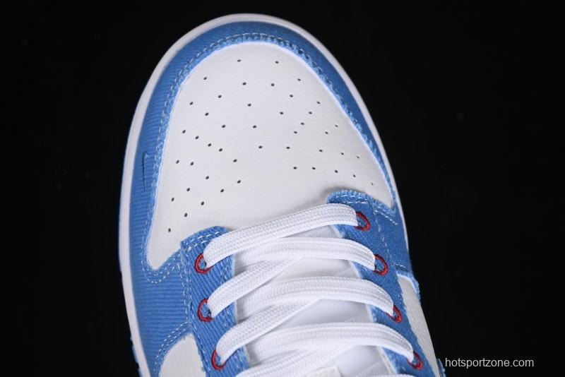 Nike SB Dunk Low Supreme Collaboration - Woven Blue Swoosh Anniversary Custom Low-Top Casual Skate Shoes - KK1888-015