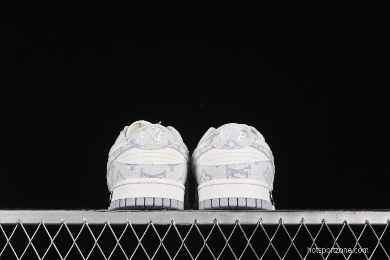 Nike SB Dunk Low LV Collaboration - Purple Denim with White and Purple Swoosh Anniversary High-End Custom Low-Top Casual Sneakers - DJ2024-010