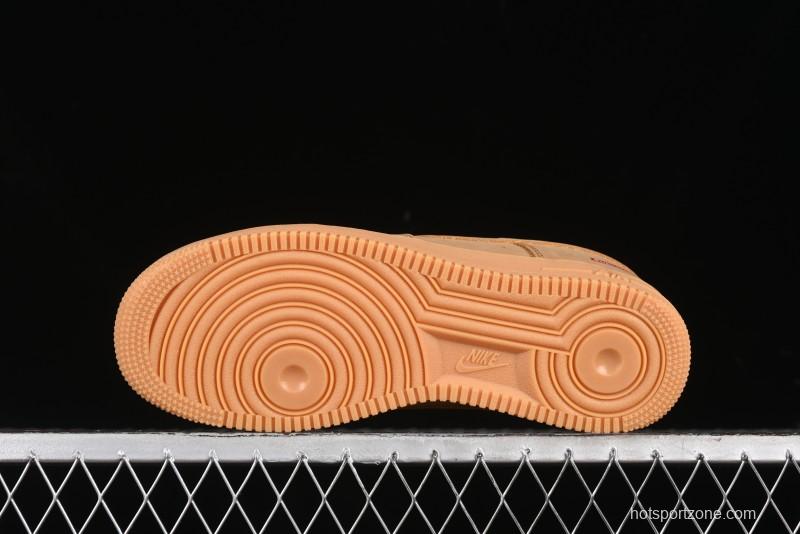 Nike Supreme x Air Force 1 Low Casual Sneakers in Wheat Suede with Full-Length Air Cushion - DN1555-200