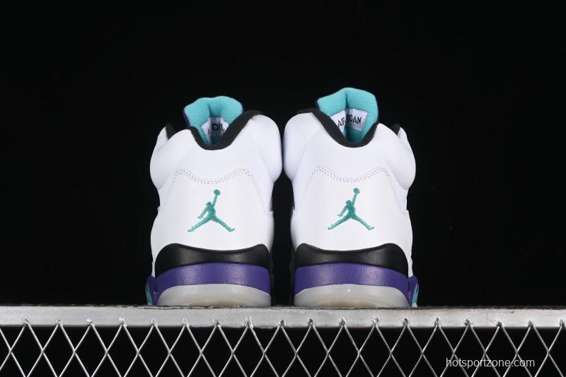 Nike Air Jordan 5 Retro Sneakers in White and Purple Grape Colorway - 136027-108