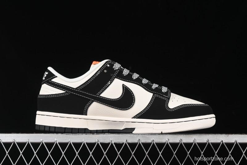 Nike SB Dunk Low Stussy Collaboration - Patchwork Cream Black Swoosh Anniversary Custom Low-Top Casual Skate Shoes - MM1089-023