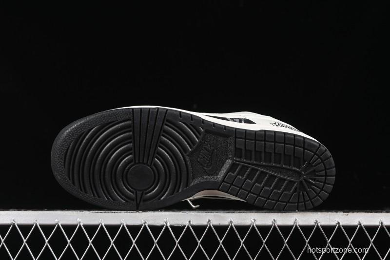 Nike SB Dunk Low LV Collaboration - Beige Black Printed Denim Anniversary High-End Custom Low-Top Casual Skate Shoes - XB3802-357