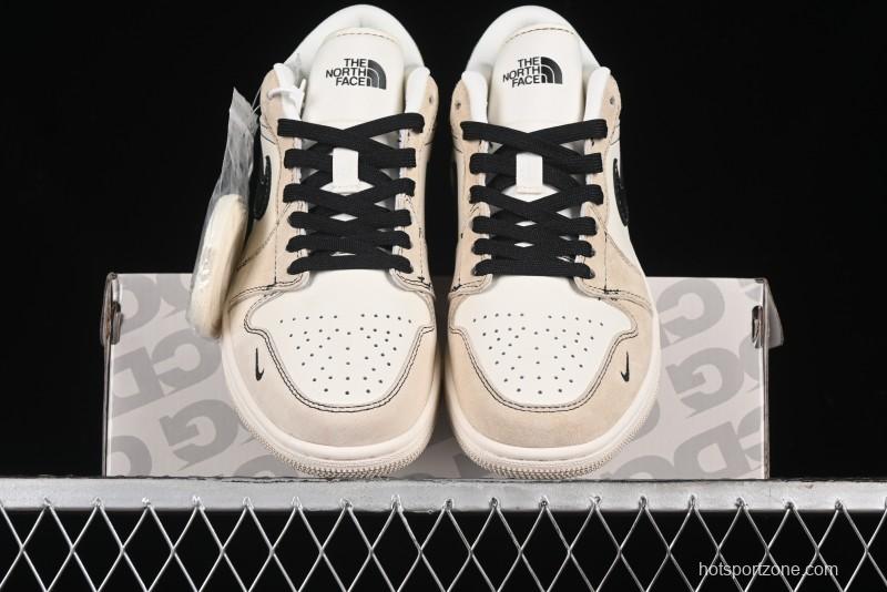 Nike Air Jordan 1 Low AJ1 The North Face Collaboration - Beige Coffee Retro Basketball Shoes - SJ9950-028