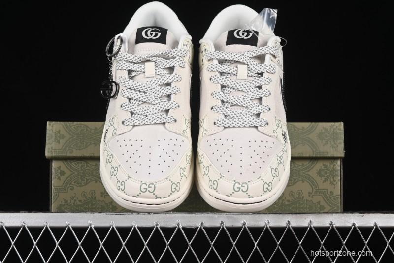 Nike SB Dunk Low Gucci Collaboration - Crystal Green Pattern Anniversary High-End Custom Low-Top Casual Sneakers - XY1688-104
