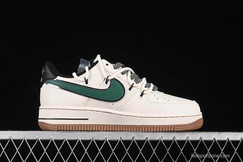 Nike Air Force 1 '07 Low Bape Collaboration - Beige Green Gum Pull Tab Casual Sneakers SJ1198-100