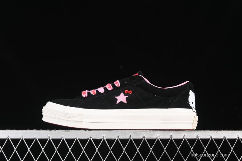 Converse One Star Hello Kitty Collaboration Low-Top Casual Sneakers with Embroidered Bow - 362940C