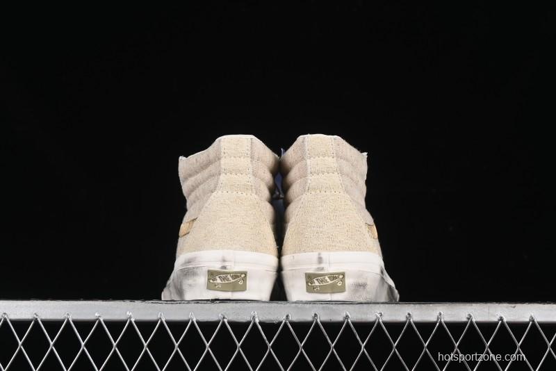 Vans Notre Premium Sk8-Hi High-Top Skate Shoes with Upgraded Suede and Linen Materials - VN000CR0BWQ