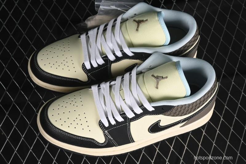 Nike Air Jordan 1 Low "Coconut Milk Black" Casual Basketball Shoes with Contrast Swoosh - HQ3437-101