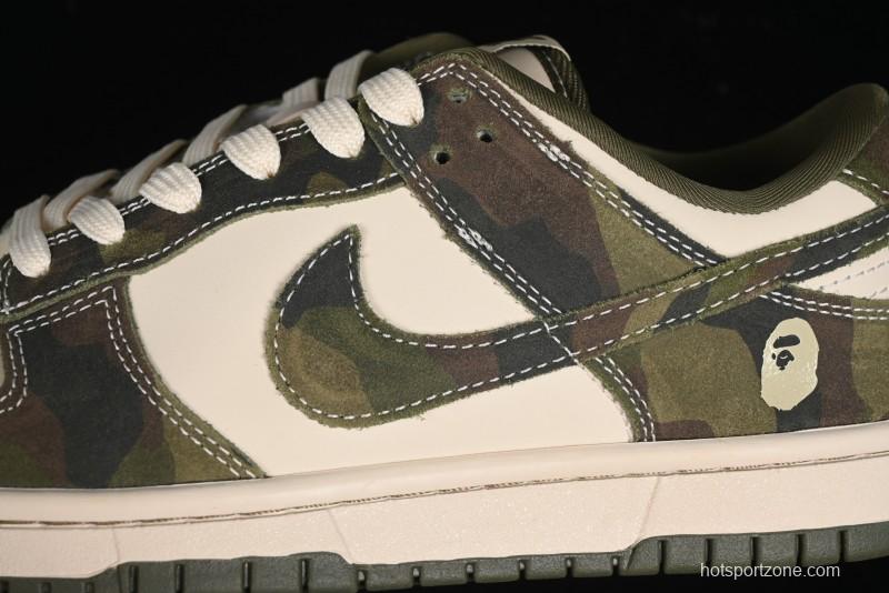 Nike SB Dunk Low Bape Collaboration - Jungle Camouflage Anniversary Custom Low-Top Casual Skate Shoes - CH6336-230