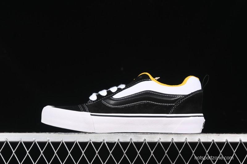 Vans Knu Skool Low-Top Retro Casual Vulcanized Slip-On Sneakers in Black White Yellow - VN000D6C6RJ