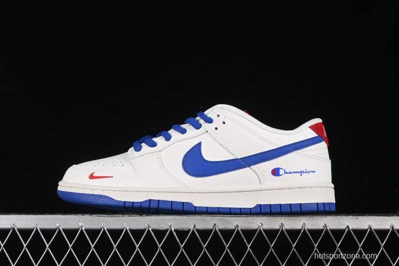 Nike SB Dunk Low Champion Collaboration - Blue Swoosh Anniversary Custom Low-Top Casual Skate Shoes - KK1333-001