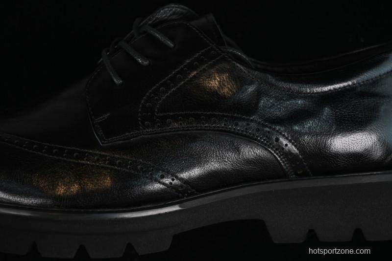 Ecco Block Brogue Business Derby Round Toe Genuine Leather Dress Shoes - 63667201001