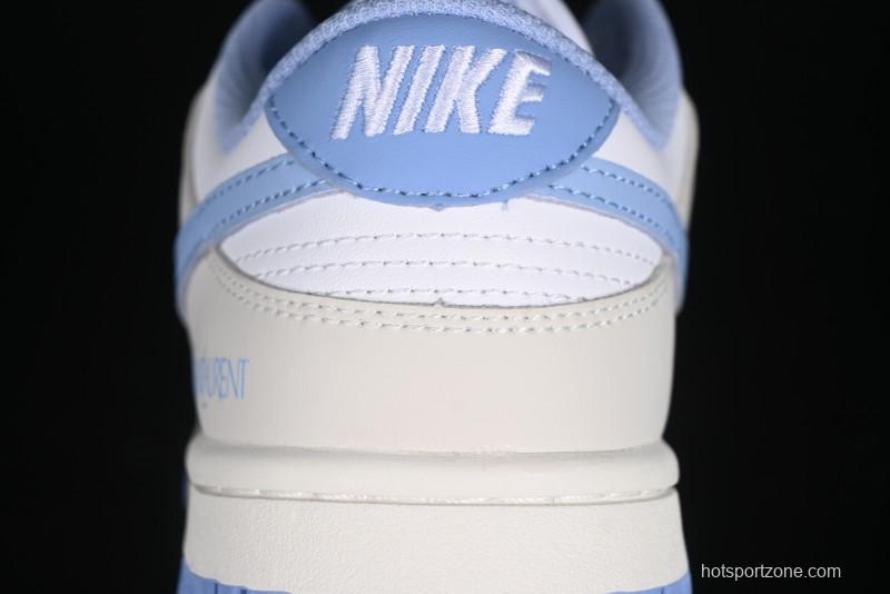 Nike SB Dunk Low Saint Laurent Series - White Grey Blue Swoosh Anniversary High-End Custom Low-Top Casual Sneakers - GF2409-168