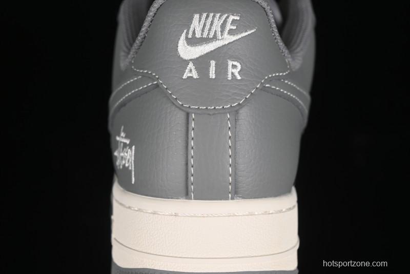 Nike Air Force 1 '07 Low Stussy Collaboration - Premium Gray Low-Top Casual Sneakers - BB5353-512