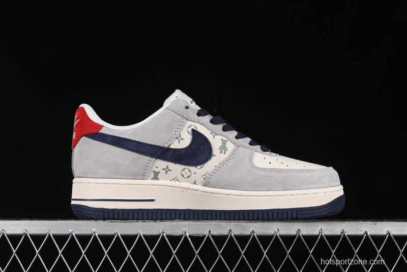 Nike Air Force 1 '07 Low Violent Bear Collaboration - Grey Blue Print Low-Top Casual Sneakers - SJ9188-001