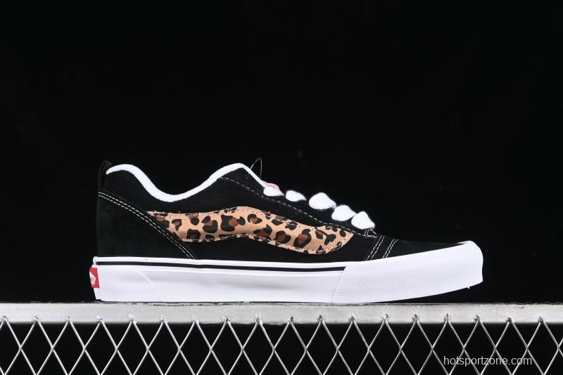 Vans Classics Knu Skool Sneakers with Leopard Print Logo in Black - VN000D2GBA2