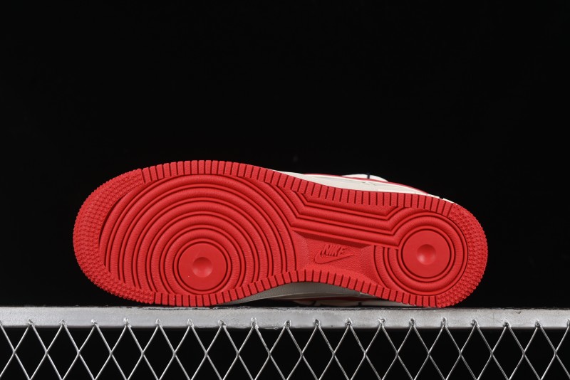 Nike Air Force 1 '07 Low Stussy Collaboration - Off White Red Lace-Up Low-Top Casual Sneakers - SJ1198-300