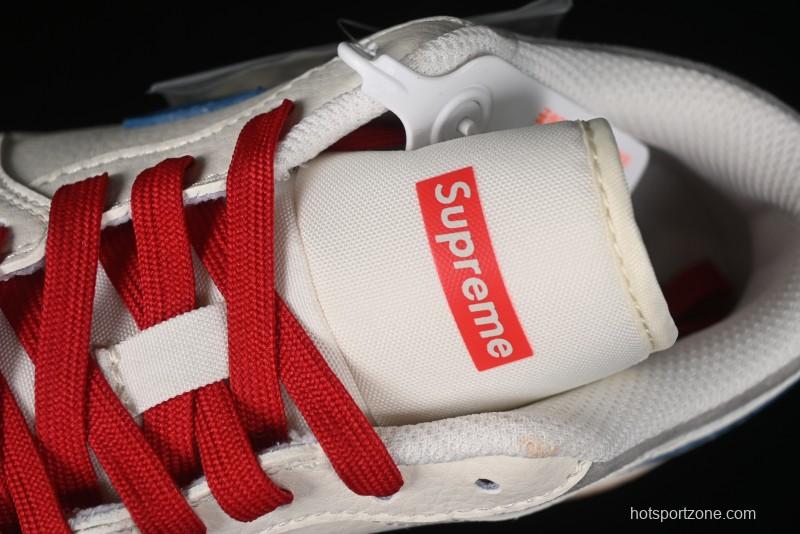 Nike Air Jordan 1 Low Supreme Collaboration - Retro Basketball Shoes in Blue and Gum Sole - SJ9950-022