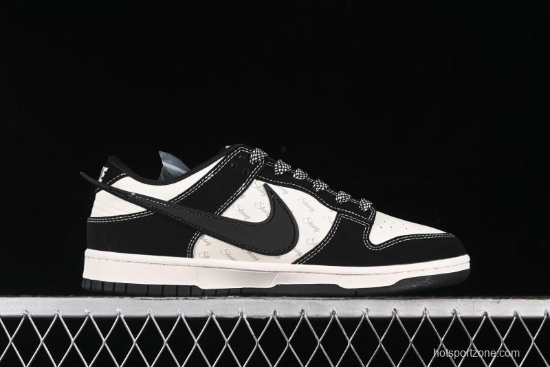 Nike SB Dunk Low x AMBUSH x Stussy Collaboration - Black Stitch Anniversary Custom Low-Top Casual Sneakers - XX2025-358