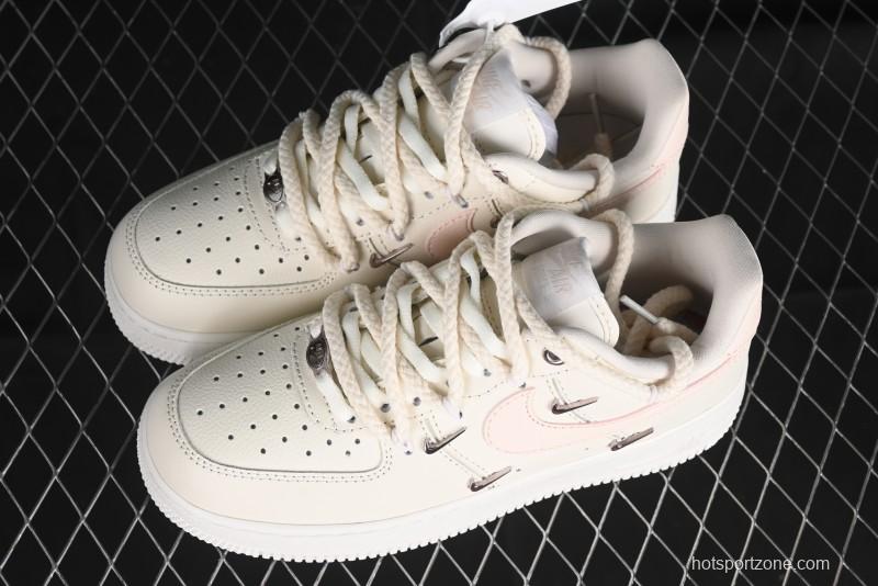 Nike Air Force 1 '07 Low Pink Deconstructed Swoosh Casual Sneakers - FC8110-181
