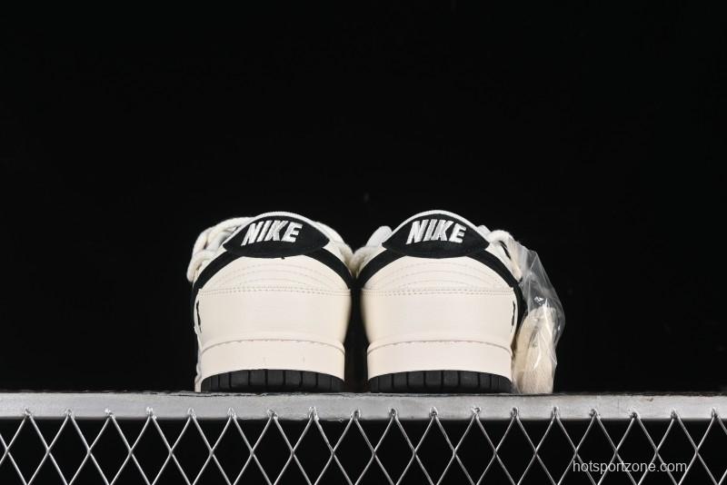 Nike SB Dunk Low Violent Bear Series - Lace-Up Beige with Black Swoosh Anniversary High-End Custom Low-Top Casual Sneakers - SJ2068-291